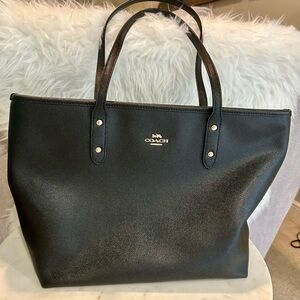 Coach Black Textured Leather Tote